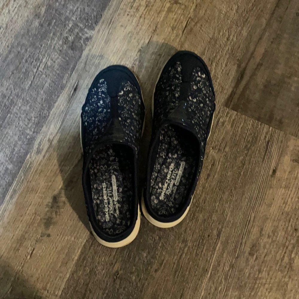 Navy slip ons